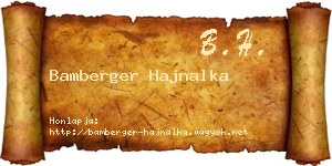Bamberger Hajnalka névjegykártya